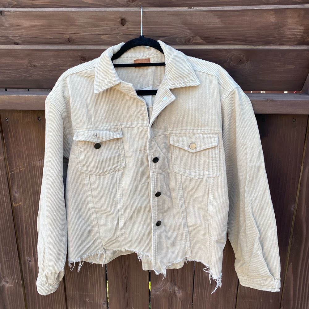 POL OVERSIZED Corduroy Distressed Edges SHACKET Size 1 Women